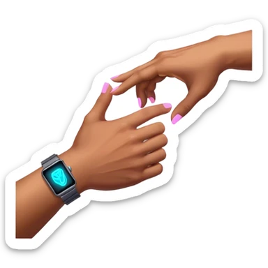 Neon cyberpunk style 
male hand holding female sticker