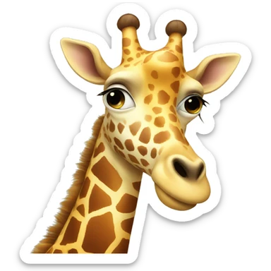 a smiling giraffe with love eyes sticker