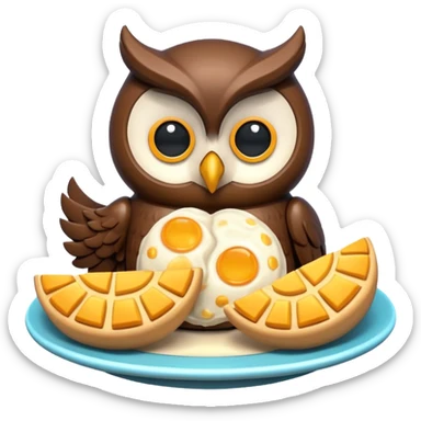 3D symbolizing night owl, late night food order, moon and food theme, cute and modern, soft lighting, glossy, isolated, no background
 sticker