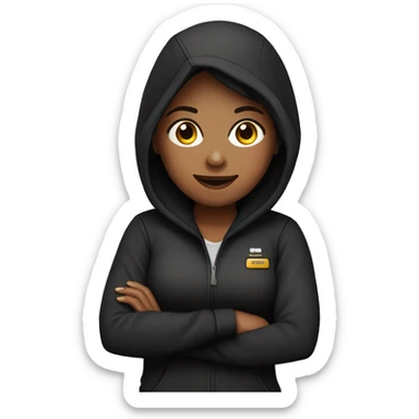 dispatcher girl, working, with laptop, in black hoodie sticker