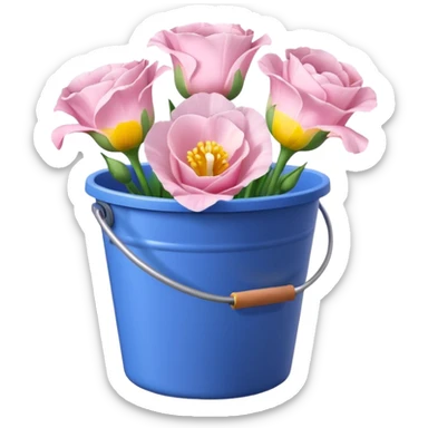 Beautiful light pink flower bucket Eustoma sticker