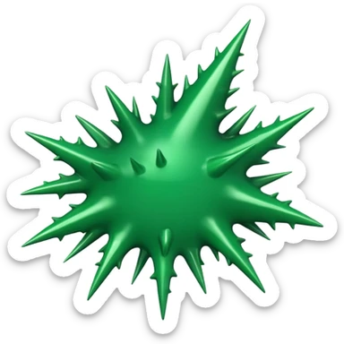 A glossy green paint splash with irregular spiky edges on a transparent background. sticker