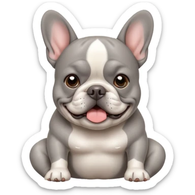 grey french buldog getting massage sticker