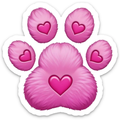 paw print with hearts sticker