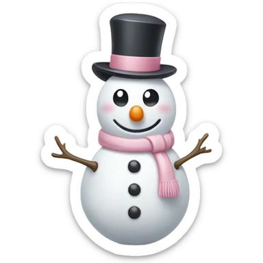 Cute white and light pink snowman sticker