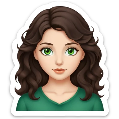 Beautiful girl with dark brown wavy hair and green eyes sticker