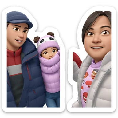 boy and girl in winter sticker