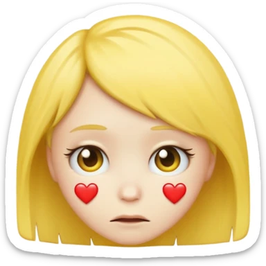 classic yellow emoji of a heart with emo hairstyle and sad expression sticker