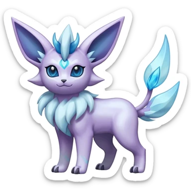 Fluffy celestial Glaceon-Espeon-dialga-hybrid, full body sticker