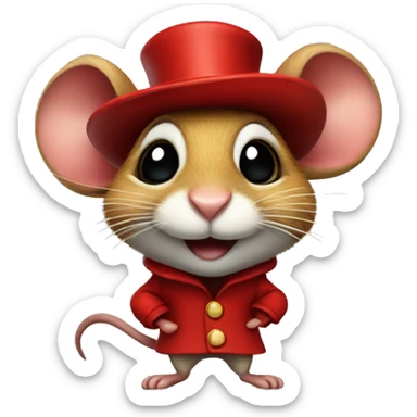 jumping mouse in red circus coat and red hat sticker