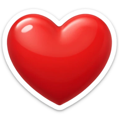 Apple-style 3D illustration of a bright red heart, centered on a clean white background, glossy and rounded, soft shadows for depth, symbolizing love, warmth, and emotion, isolated and minimal design sticker