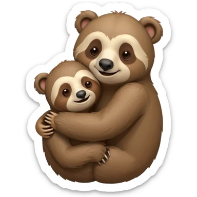 a sloth and a bear hugging sticker