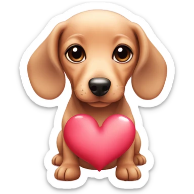 cute kawaii baby dog dachshund with heart sticker