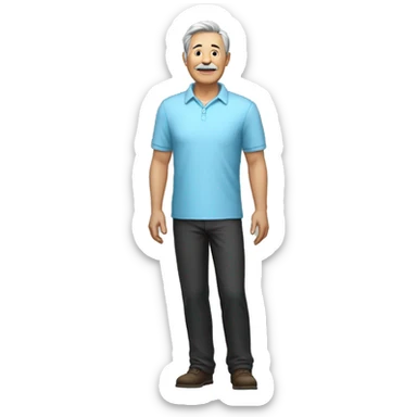 Full body : male, 70 years old. -167cm, 65kg, sky blue shirt, black pants" sticker