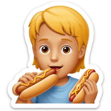 hotdog eating kid sticker