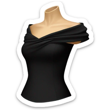 Realistic isolated side view of a black off the shoulder feminine fashion clothing top. sticker