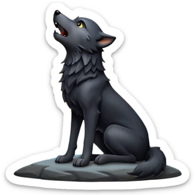 Black wolf howling sticker