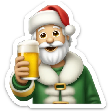 Père Noël qui offre un verre de bière à un enfant comme cadeau sticker