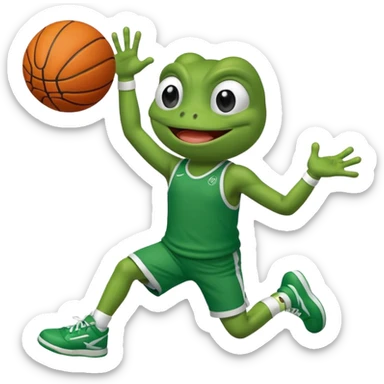 pepe frog throwing a basketball sticker
