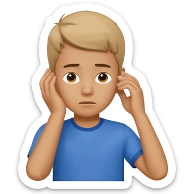 boy thinking about something and scraching his head sticker