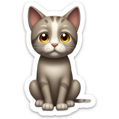 a sad cat sitting alone on a stage under a single spotlight sticker