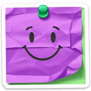 purple post-it note with green checkmark sticker