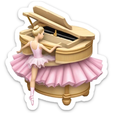 3D isometric ballerina music box sticker