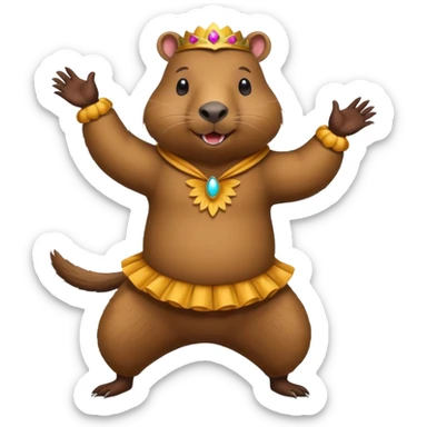 capybara is dancing in costume sticker