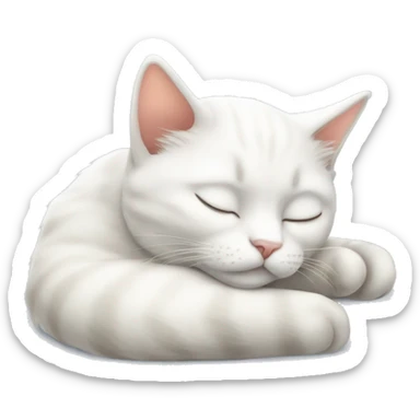 White cat sleeping peacefully  sticker