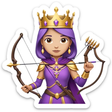 Archer Queen with crossbow, crown, purple and gold outfit sticker