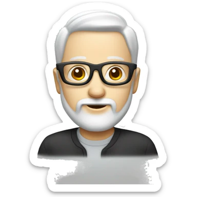 man with glacess, technology oriented,  white face, lite beard,  sticker