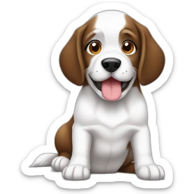 Cachorro branco com cinza e marromdo focinho fino sticker