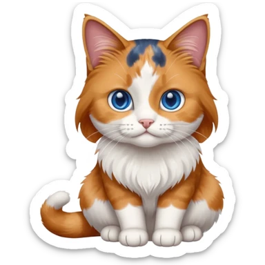 longhair calico cat with blue eyes sitting sticker