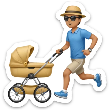 man running with stroller sticker