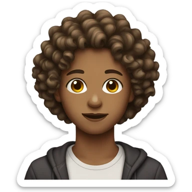 Teenager with brown hair and curls sticker