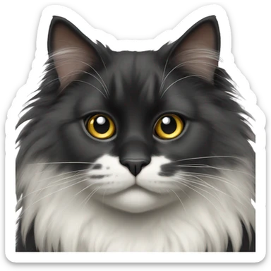 norwegian forest black cat white spot on chest sticker