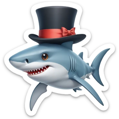 Shark with a top hat sticker