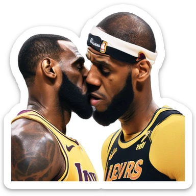 Lebron kissing lebron sticker