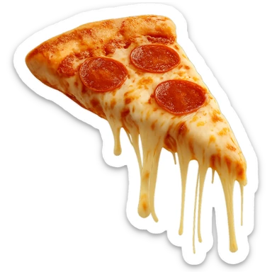 a slice of pizza with melting cheese sticker