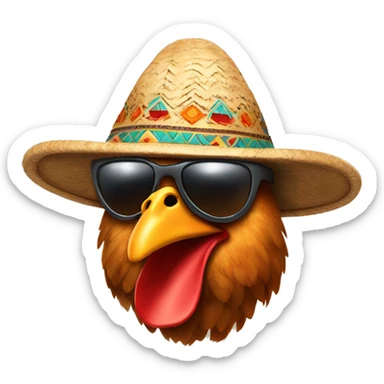 Chicken tigh with sunglasses and indian hat sticker