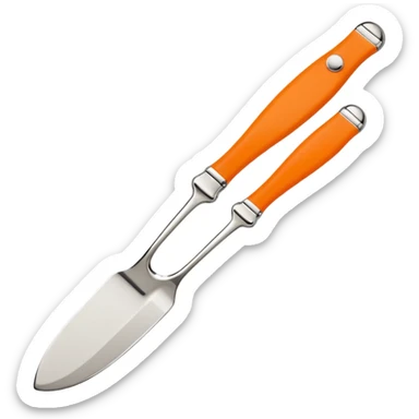 Hermès-style butter knife, elegant, silver with Hermès orange accent, minimal, cute emoji style sticker