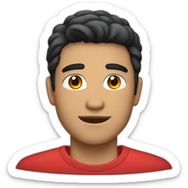 white blackhaired guy in red shirt  sticker