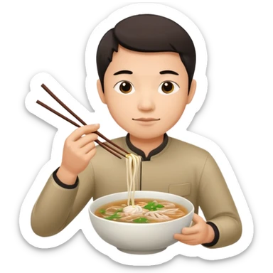 can you generate me a avatar of a male eating a bowl of pho? sticker