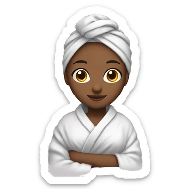 Girl in robe with hair wrapped in towel sticker