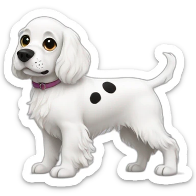 White spaniel dog with black dots sticker