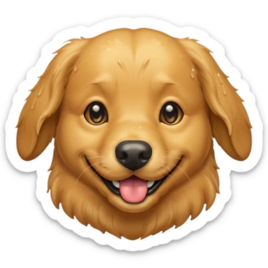 Golden retriever saying good morning  sticker