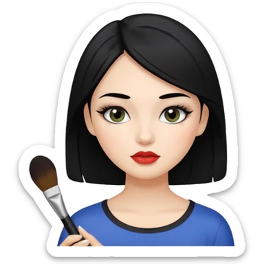 Girl with black hair being a makeup artist sticker