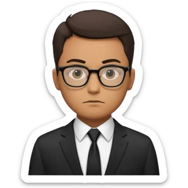 رجل يرتدي نظارات وبذلة رسمية سوداء بالكامل حتى ربطة العنق كانه عميل fbi sticker