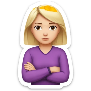 Blonde woman with arms crossed in disapproval sticker