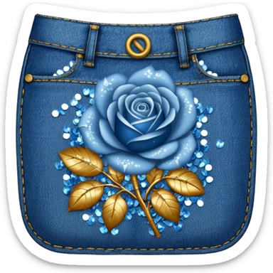 Sequin roses in a denim pocket sticker